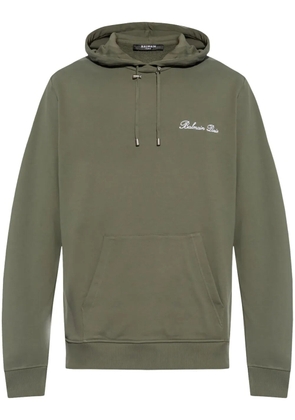 Balmain logo-embroidered drawstring hoodie - Green