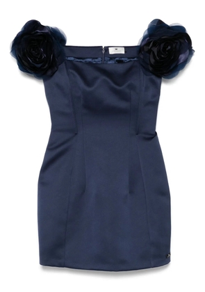 Elisabetta Franchi floral-appliqué duchess satin mini dress - Blue