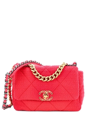 CHANEL Pre-Owned 19 Flap Bag Quilted Tweed Medium crossbody bag - Pink