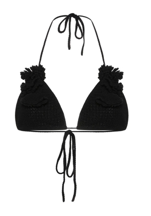 Self-Portrait crochet-knit bikini top - Black