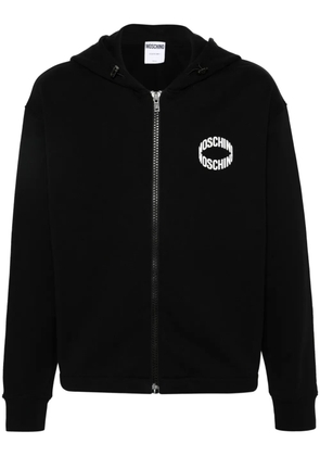 Moschino logo-appliqué zip-up hoodie - Black