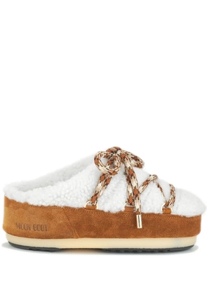Moon Boot faux-shearling lace-up mules - White