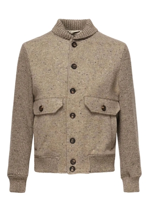 Eleventy speckled-effect ribbed jacket - Neutrals