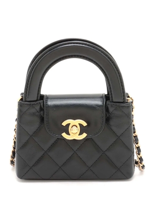 CHANEL Pre-Owned 2021-2025 Mini Nano Aged Calfskin Kelly Shopper Bag satchel - Black
