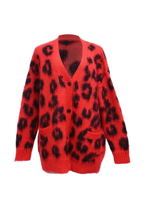 Miu Miu Pre-Owned leopard-print buttoned cardigan - Red