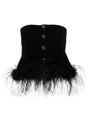 Alessandra Rich feather-trim mini skirt - Black