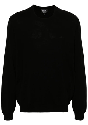 A.P.C. logo-embroidered wool jumper - Black