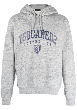 DSQUARED2 logo-print mélange-effect hoodie - Grey