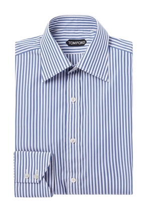 TOM FORD striped-pattern button shirt - Blue