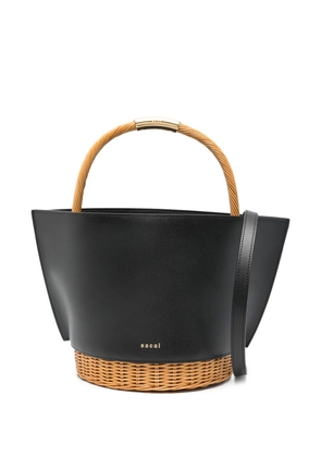 sacai woven handle bucket bag - Black