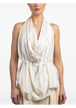 WARDROBE.NYC halter satin blouse - Neutrals