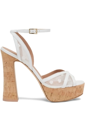 Malone Souliers Sylvie floral-embroidered platform sandals - White