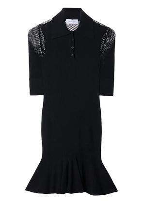 Off-White Arrow half-sleeve fishnet minidress - Black