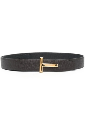 TOM FORD T-plaque leather belt - Brown
