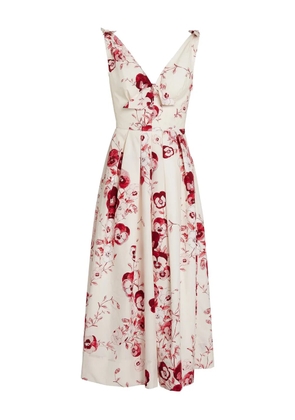 Giambattista Valli tie-shoulder floral midi dress - White