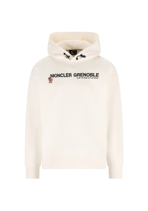 Moncler Grenoble logo-lettering cotton hoodie - White