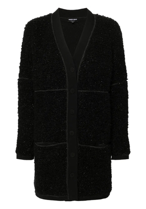 Giorgio Armani long bouclé cardi-coat - Black
