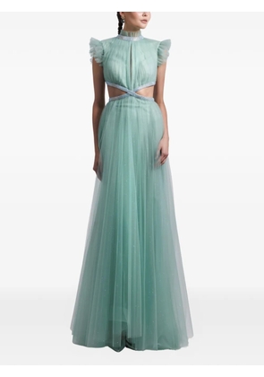 Gemy Maalouf cut-out ruffled maxi dress - Green