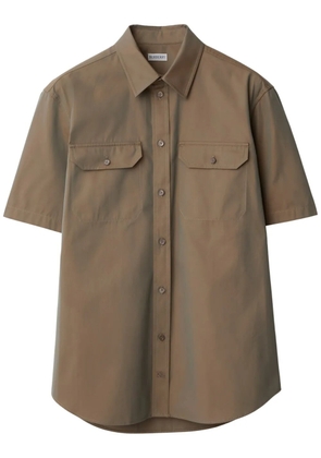 Burberry flap-pocket cotton shirt - Brown