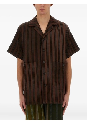 Uma Wang striped buttoned shirt - Brown