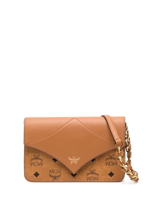 MCM mini Diamond Visetos-print leather shoulder bag - Brown
