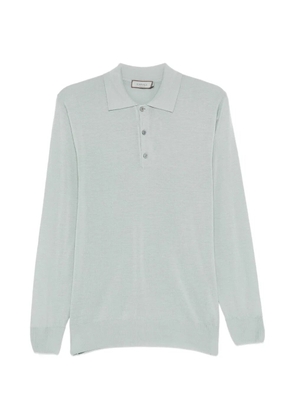 Canali button-up ribbed-knit polo shirt - Blue