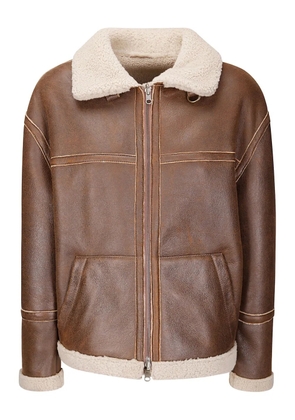 Salvatore Santoro shearling-collar leather jacket - Brown