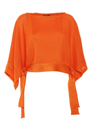 Alberta Ferretti open-knit tie-detail sweater - Orange