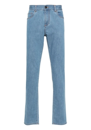 Canali logo-patch slim-fit jeans - Blue