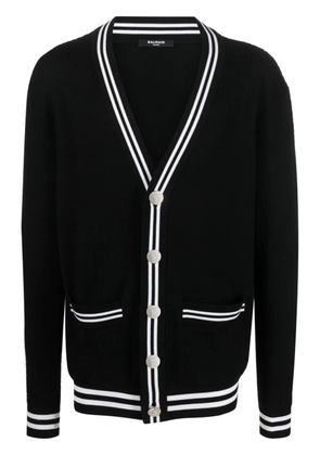 Balmain contrasting-trim V-neck cardigan - Black