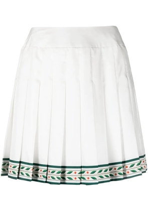 Casablanca Laurel pleated silk miniskirt - White