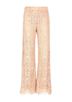 D.Exterior elastic-waistband lace trousers - Pink