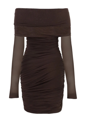 Philosophy Di Lorenzo Serafini draped long-sleeves party dress - Brown