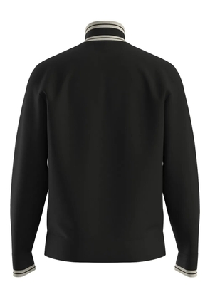 BOSS striped-collar zip-up sweater - Black