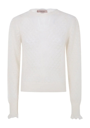 TWINSET ruffled-cuff open-knit sweater - White