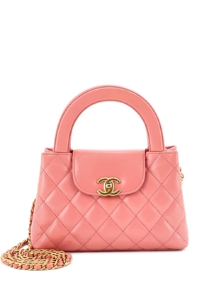 CHANEL Pre-Owned Kelly Top Handle Shopping Bag Quilted Shiny Aged Calfskin Mini satchel - Pink