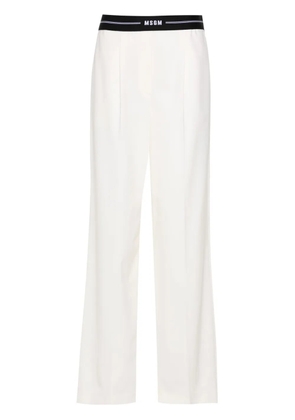 MSGM logo-waistband wide-leg trousers - White