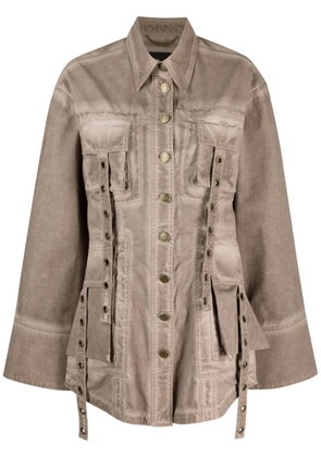 Blumarine eyelet-embellished denim jacket - Brown