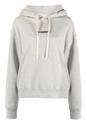 Jil Sander logo-print drawstring hoodie - Grey