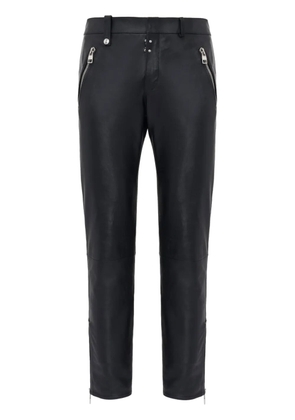 Alexander McQueen leather cropped slim-fit trousers - Black