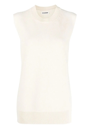 Jil Sander cashmere wool blend knit vest - White