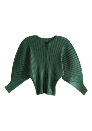 Pleats Please Issey Miyake pleated button-up shirt - Green