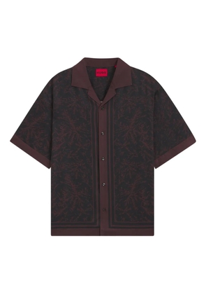 HUGO leaf-print buttoned shirt - Black