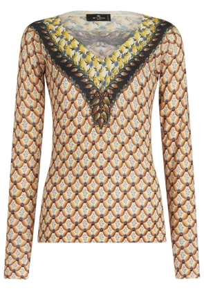 ETRO floral-print knitted top - Orange
