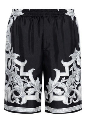 Versace Barocco-print silk shorts - Black