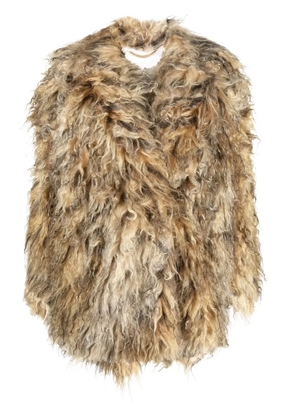 BECAGLI faux-fur oversize coat - Neutrals