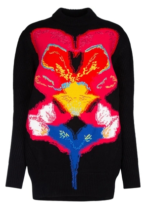 Alexander McQueen Orchid-intarsia wool jumper - Black