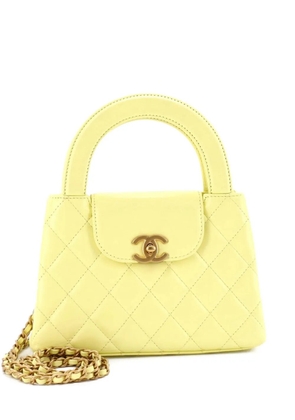 CHANEL Pre-Owned Kelly Top Handle Shopping Bag Quilted Shiny Aged Calfskin Mini satchel - Yellow
