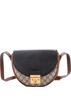 Gucci Pre-Owned Padlock Saddle Shoulder Bag GG Coated Canvas and Leather Small crossbody bag - Black