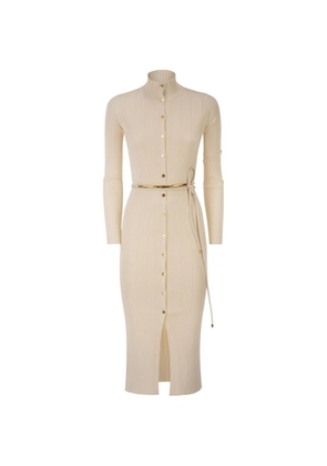 Elisabetta Franchi button-up ribbed-knit dress - Neutrals